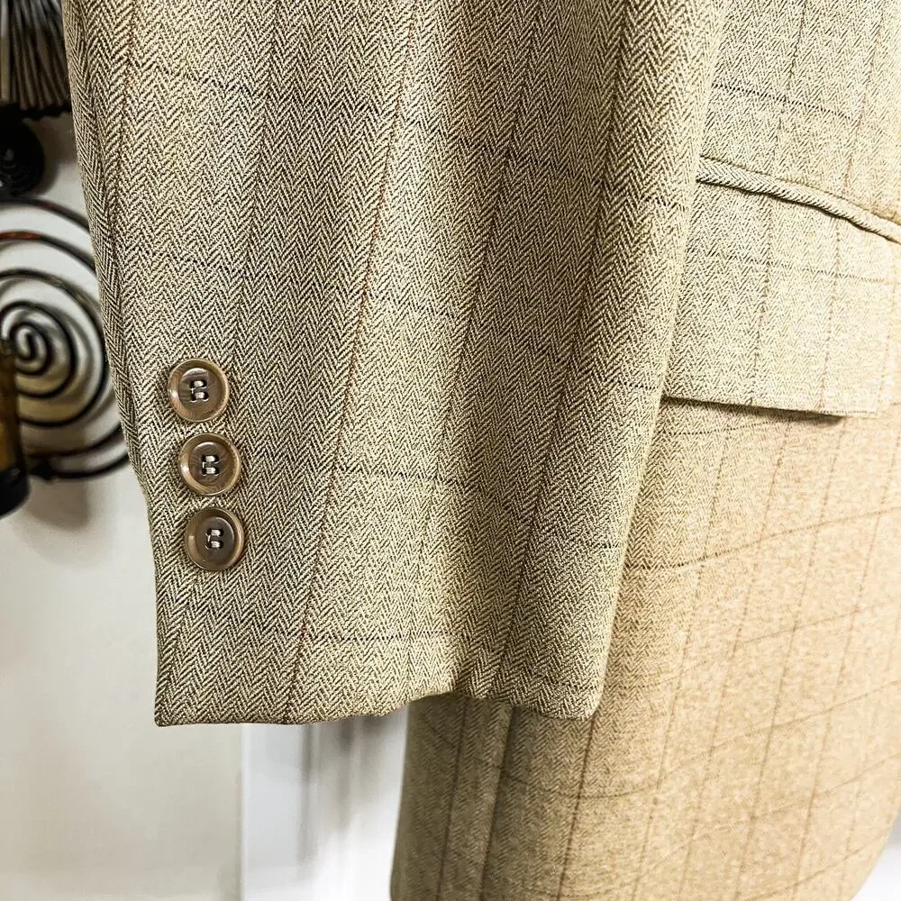 Pal Zileri Mens Italian Wool Blazer Sport Coat Office Preppy- Tan, Size 44R